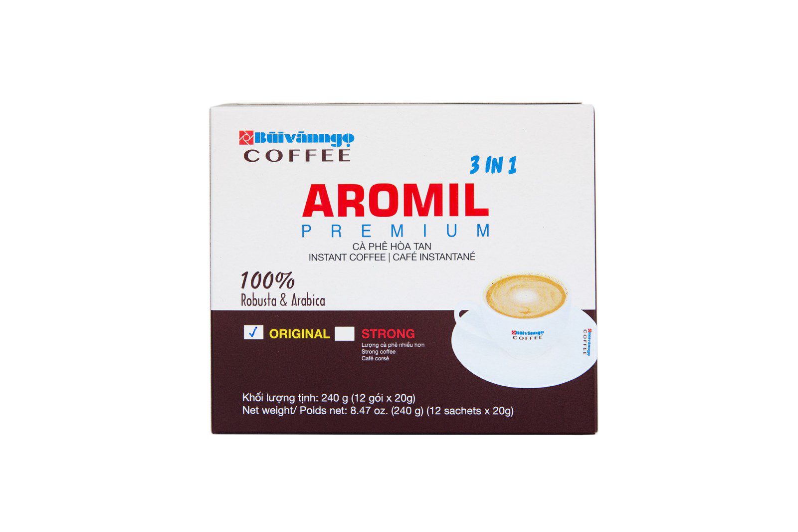 Cà phê hòa tan 3in1 AROMIL ORIGINAL 240gram